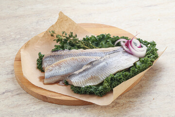Marinated Herring fillet with onion