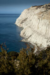 white cliffs on the coastline of cape aspro in Cyprus