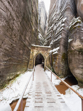 Main old gate inty rocky labyrinth. Teplice Adrspach Rocks Labyrinth