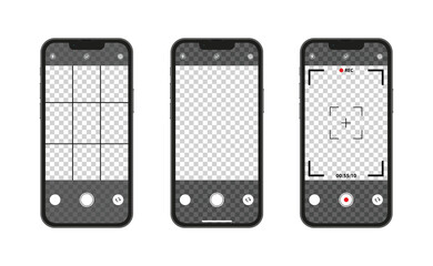 Mobile phones camera interface, vector illustration - obrazy, fototapety, plakaty