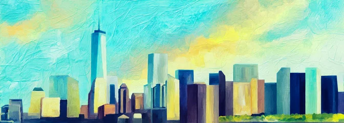 Fototapeten Ein abstraktes Gemälde Skyline von New York City © microstock77