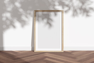 Mock up of a frame on a white wall - 3d rendering