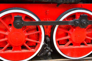 Elements of a vintage steam locomotive
