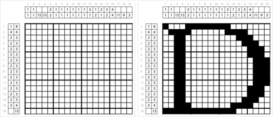 Fototapeta premium Alphabet D Nonogram Pixel Art M_2112002