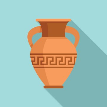 Greek vase icon flat vector. Ancient pottery