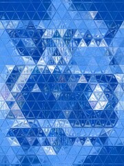 bright blue fish bones pattern and triangular mosaıc design