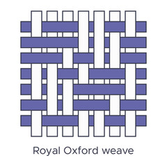 Fabric royal oxford weave type sample. Weave samples for textile education. Collection with pictogram line fabric swatch. Vector illustration in flat icon style with editable stroke.