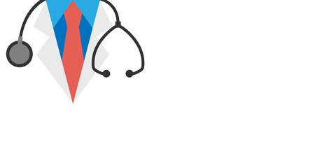 Medicine and healthcare concept background. Doctor in a laboratory coat with a stethoscope on a white background, done in a flat style, vector