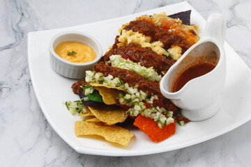 Freshly made beef nachos