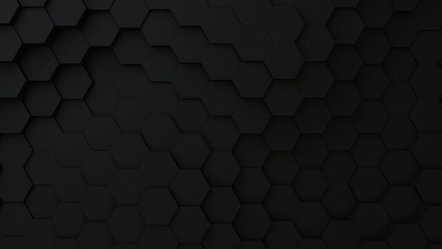 Digital geometric dark mesh waving smoothly. Black futuristic animation background.
