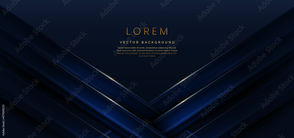 Wall mural Abstract template blue geometric diagonal background with golden line. Luxury style.