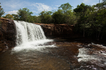 Fototapeta premium Amazingly beautiful waterfall and body fo water in central Brazil.