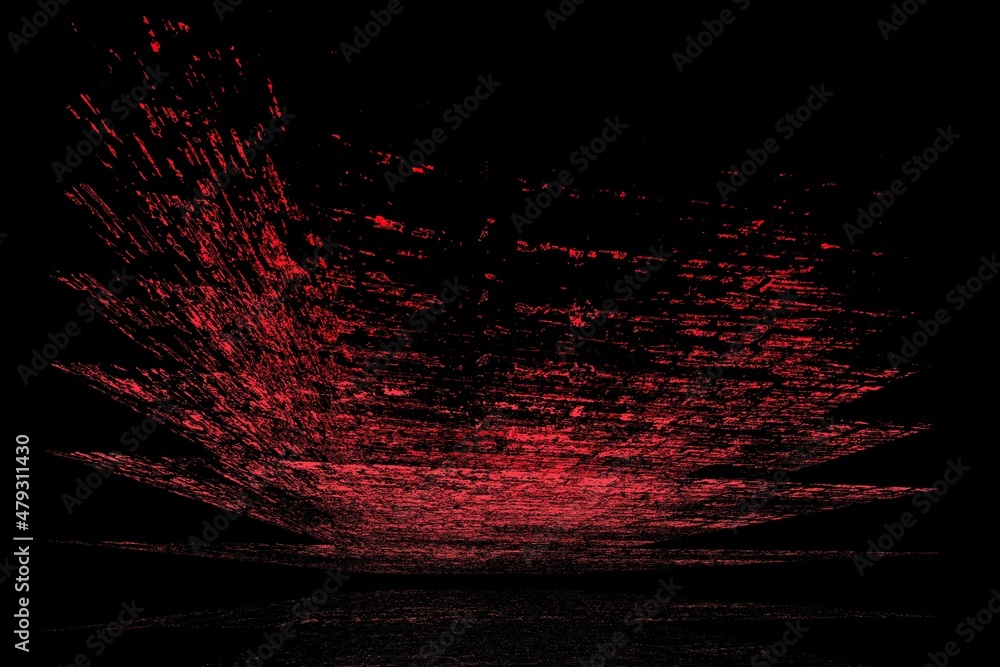 Aufkleber 3d illustration exploding surface view white coloured hexagonal connected grid and a red base