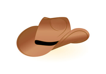 Cowboy hat vector isolated on a white. Brown vintage leather hat icon.