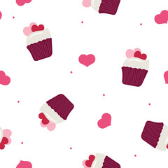 Cupcake of love. Happy valentine's day. Vector illustration.