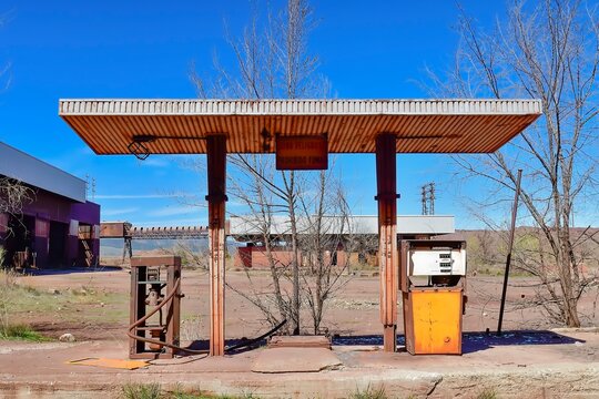 Abandoned fuel dispenser in the Alquife Mines in Granada.