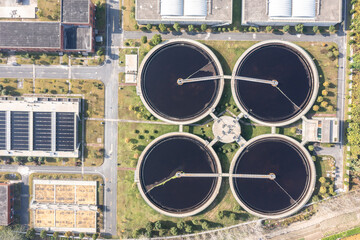 Sewage treatment plant in city