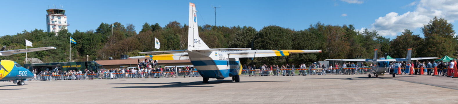 Gothenburg, Sweden - August 30 2008: Swedish Coast Guard CASA C-212-CE Aviocar SE-IVE at S&auml;ve Airport .
