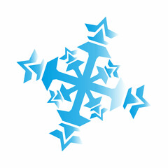 one blue snowflake on a white background.