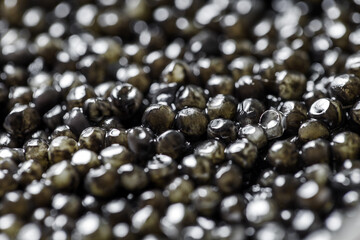 Caviar black, sturgeon, elite delicacy expensive product. Selective focus.