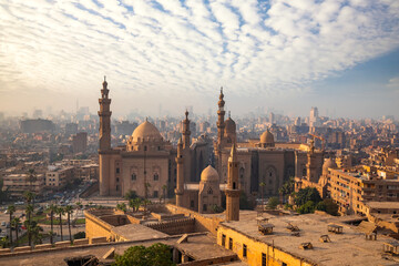 The Mosque-Madrasa of Sultan Hassan at sunset, Cairo Citadel, Egypt. - obrazy, fototapety, plakaty