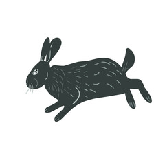 vector illustration of a hare and a rabbit on a white background in a flat and cartoon style. animal illustration for children and for easter