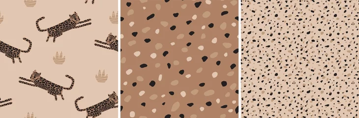 Foto op Plexiglas Leopard seamless pattern set. Animal skint print. Vector cool jaguar abstract design kids fabric © elena_garder