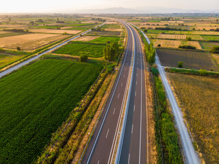 Fields and roads from above