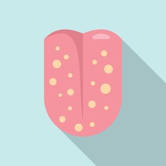 Tongue tonsillitis icon flat vector. Mouth tonsil