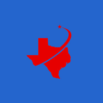 texas map with swoosh star logo design