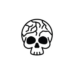 skull skeleton line art logo design 