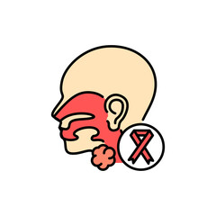 Cancer throat color line icon. Human diseases.