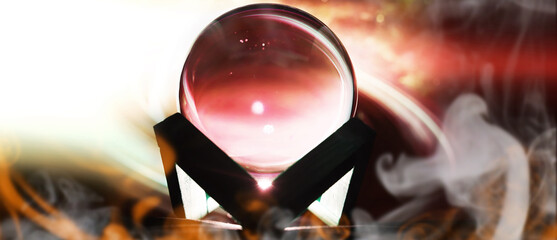 Magic ball predictions. mysterious . Fortune teller, mind power, prediction concept. Powerful magic...