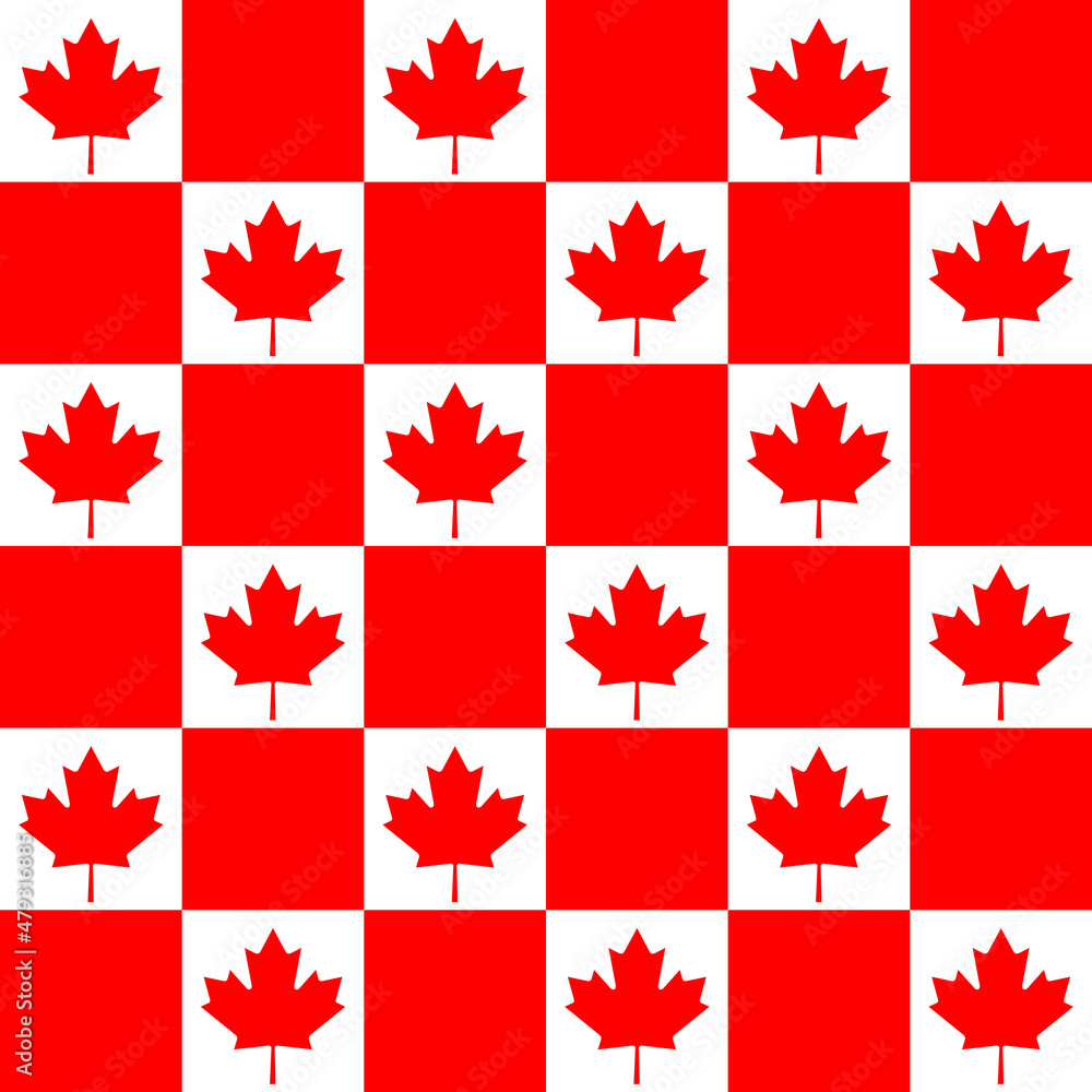 Aufkleber a pattern with a stylized flag of canada. suitable for textiles or packaging paper. red maple leaf. 
