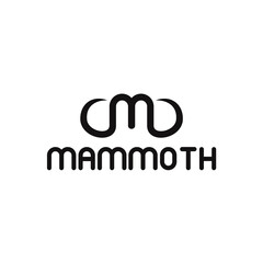mammoth initial letter m giant  elephant wildlife animal logo design