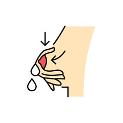 Expressing breast milk color line icon. Human diseases.