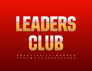 Vector premium concept Leaders Club. Metallic Golden Font. Elite Alphabet Letters and Numbers set