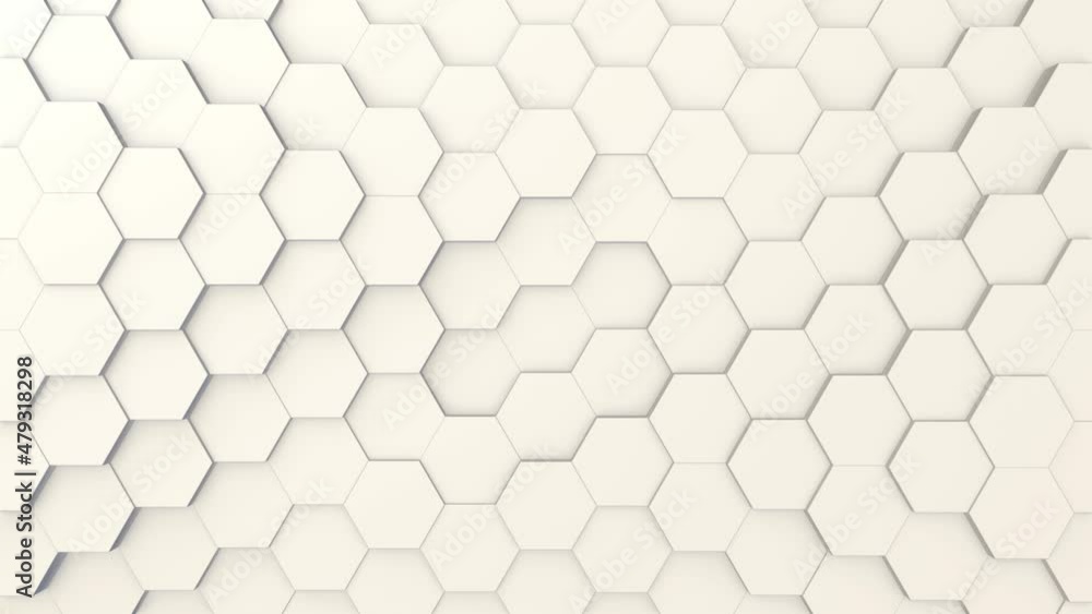 Poster digital geometric white mesh waving smoothly. light futuristic hexagon pattern. animation background