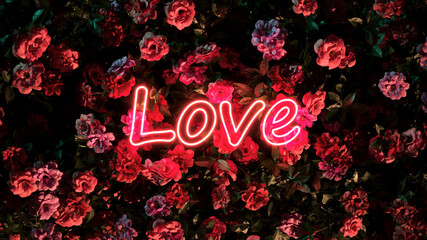 Wallpaper love with neon lights