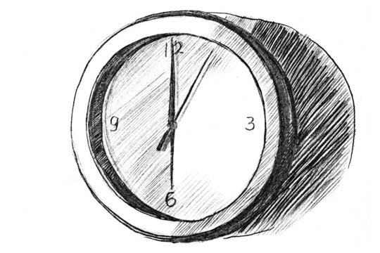 Wall clock with arrows sketch
