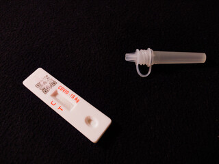 covid19 or novel coronavirus omicron test in rapid antigen method. the antigen mixer and self test...