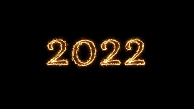 Gold 2022 neon light background, glowing flashing 2022 neon text background.
