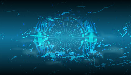 Technology background, color and waves of the future line and text.