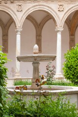 Fountain in the courtyard of the Cloister of Santo Domingo in Baza, Granada. - obrazy, fototapety, plakaty