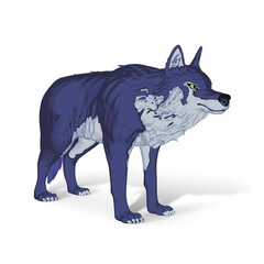 Obraz premium Lone timber wolf walking on a white background 3d illustration
