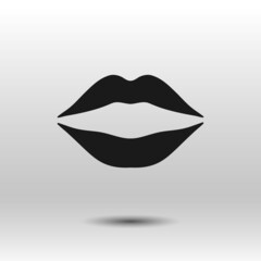 Lips black icon. Hand drawn simple vector isolated on white background. Best for polygraphy, web and mobile apps.