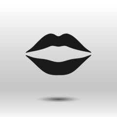 Lips black icon. Hand drawn simple vector isolated on white background. Best for polygraphy, web and mobile apps.
