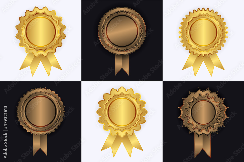 Wall mural golden seal with ribbons isolated background. vector design element.