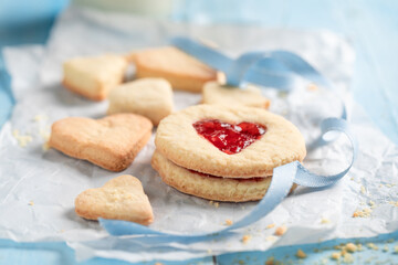 Homemade biscuits for valentine as special snack for couples.