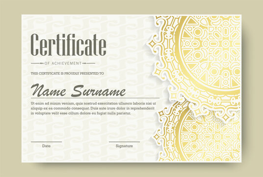 Luxury mandala certificate award diploma template